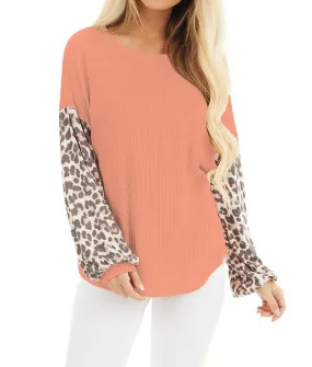 Panel Leopard Print Knit Sweater