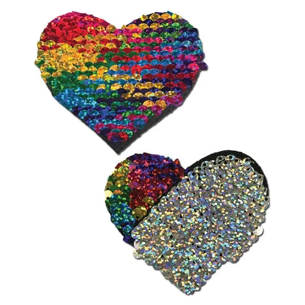 Pastease - Premium Color Changing Flip Sequins Heart Pasties Nipple Covers