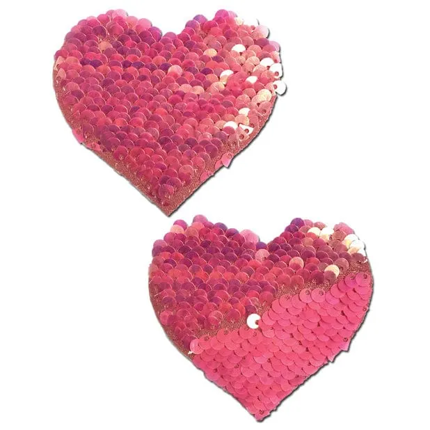 Pastease - Premium Color Changing Flip Sequins Heart Pasties Nipple Covers