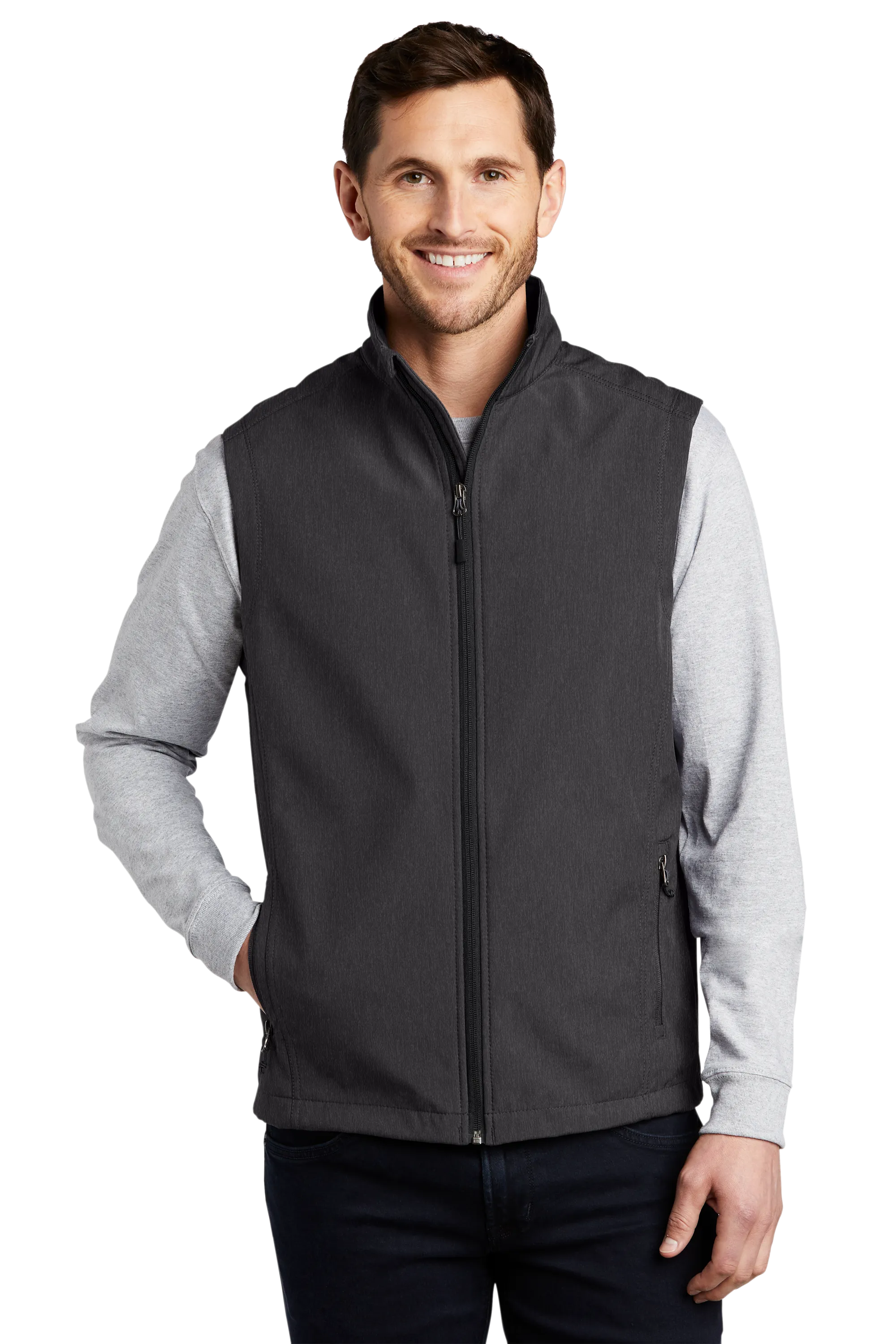 Port Authority® Core Soft Shell Vest - Black Charcoal Heather