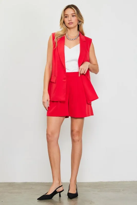 Portia Tailored Blazer Vest in Red