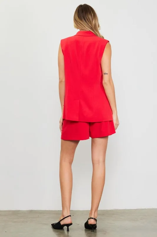 Portia Tailored Blazer Vest in Red