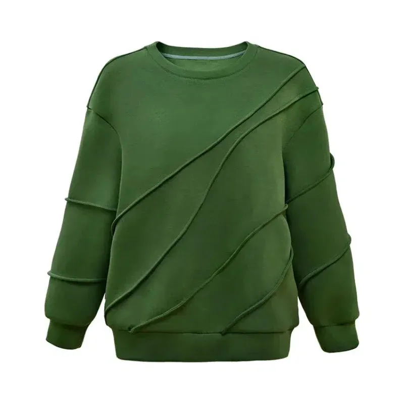 Pre Order:  Green Round Neck Long Sleeve Loose Sweater