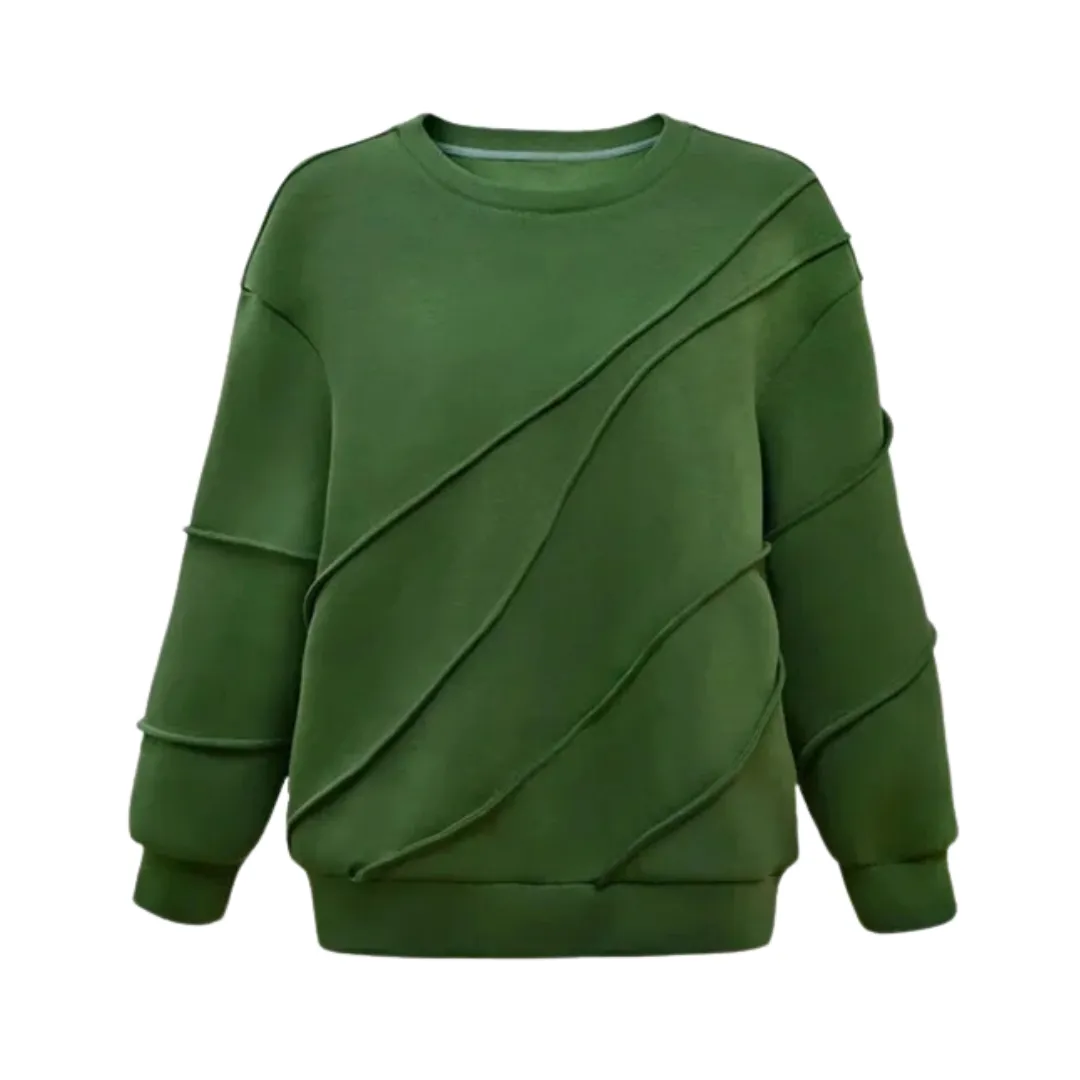 Pre Order:  Green Round Neck Long Sleeve Loose Sweater