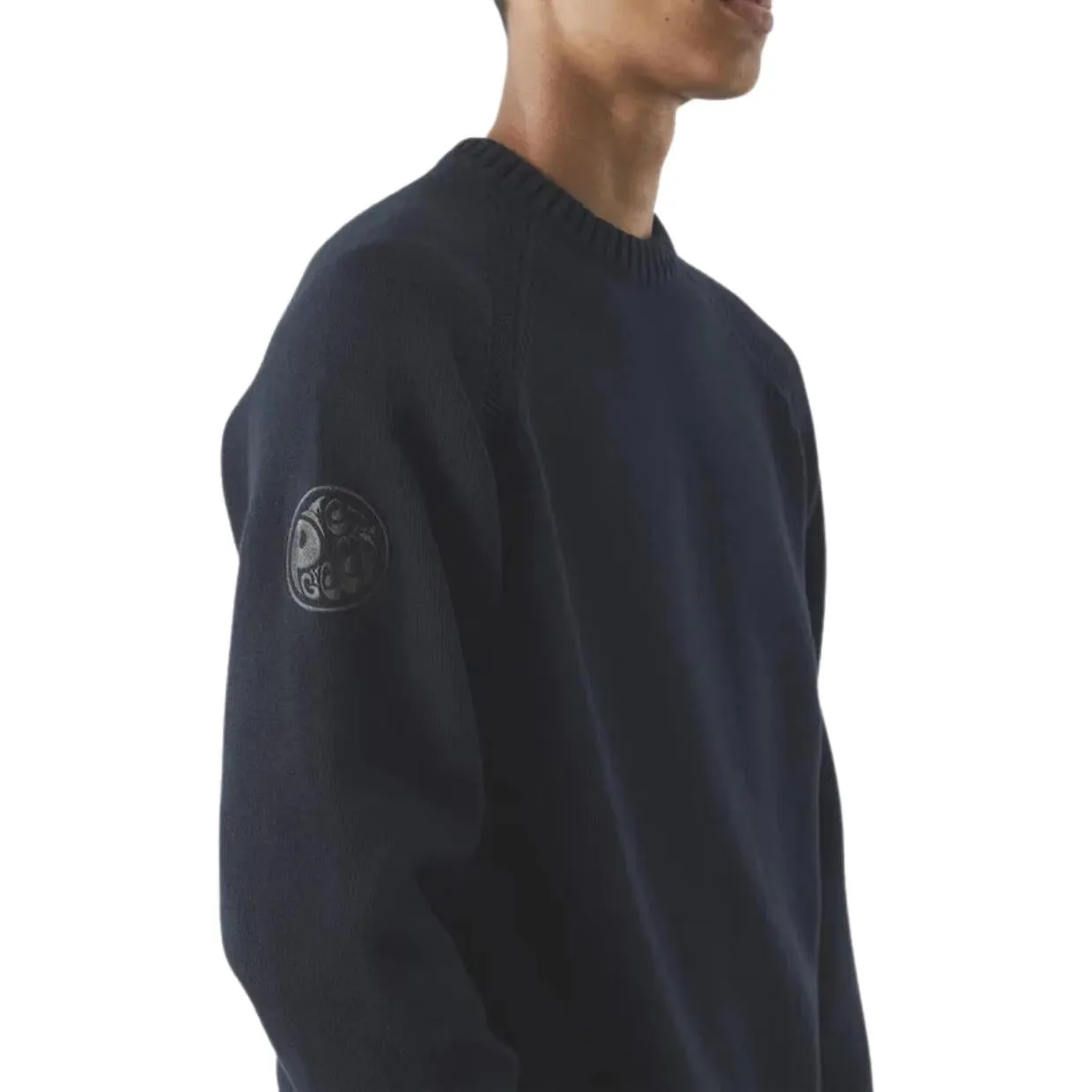 Pretty Green Embroidered Logo Mason Crew Knit Black Sweater