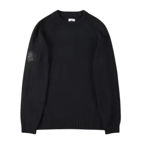 Pretty Green Embroidered Logo Mason Crew Knit Black Sweater