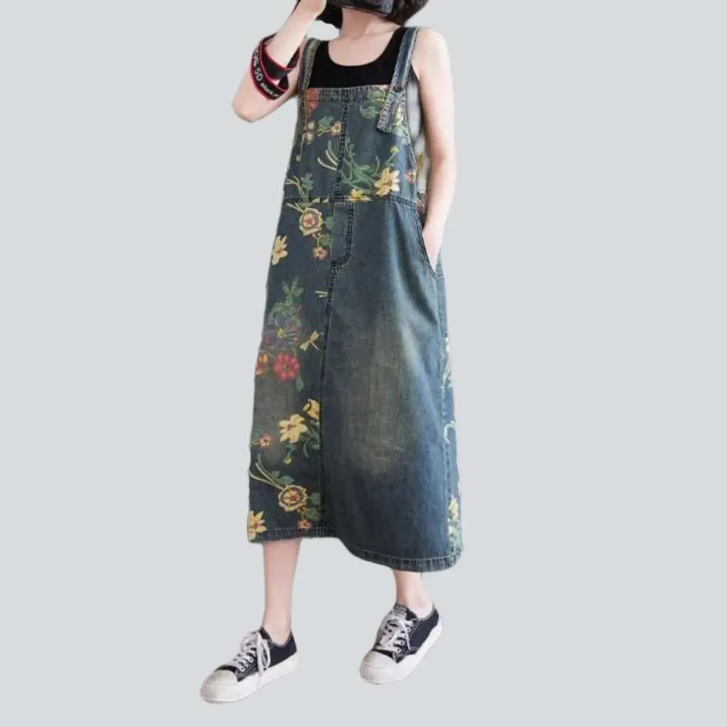 Printed y2k denim dress