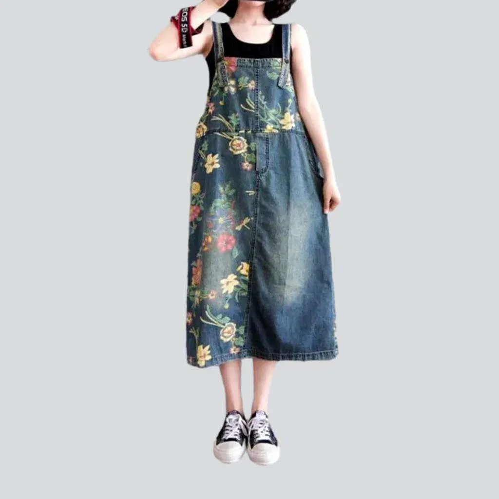 Printed y2k denim dress