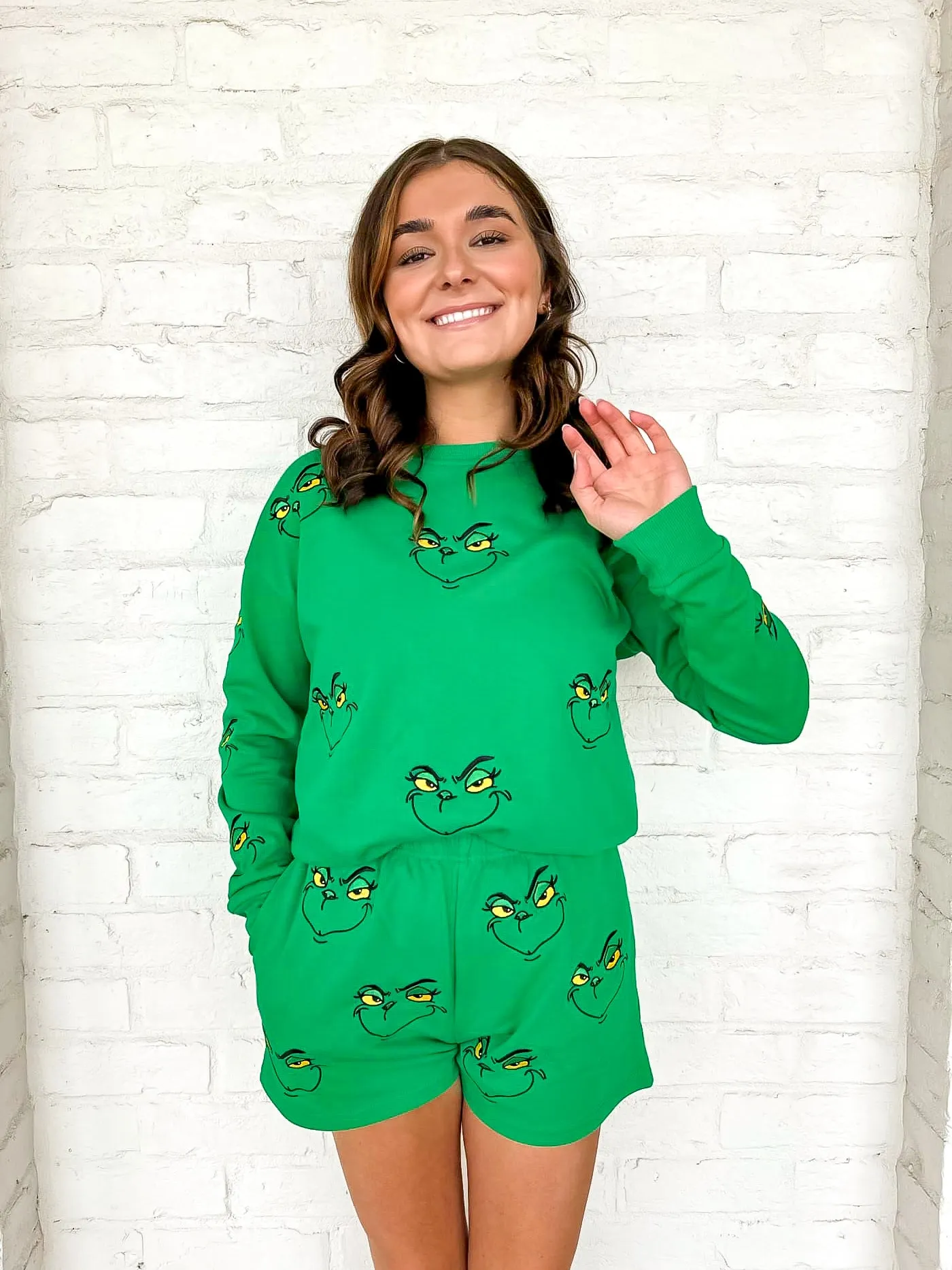 Queen Of Grinch Face Sweater Green