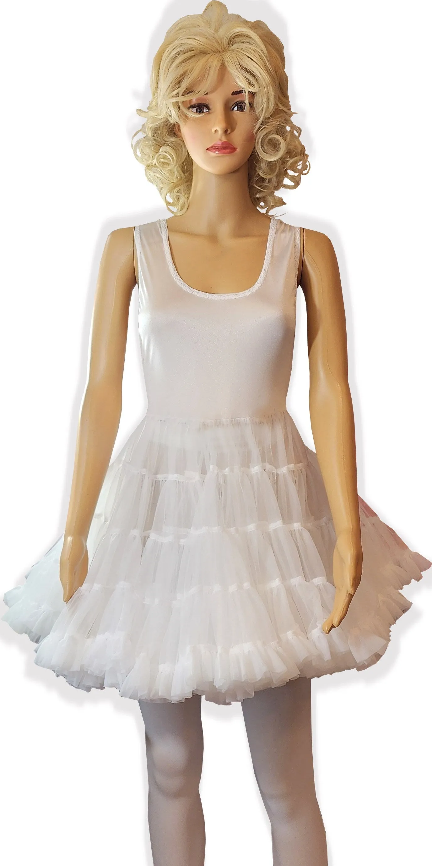 Ready to Wear White Ruffled Petticoat Crinoline for Adult Baby Sissy Dress up Leanne's