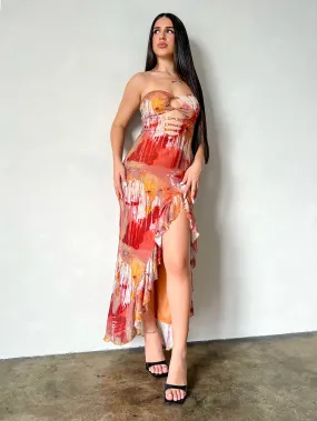 Rhea Slit Dress (Orange)