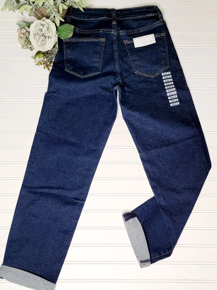 Risen Hi Rise Straight Leg Jeans