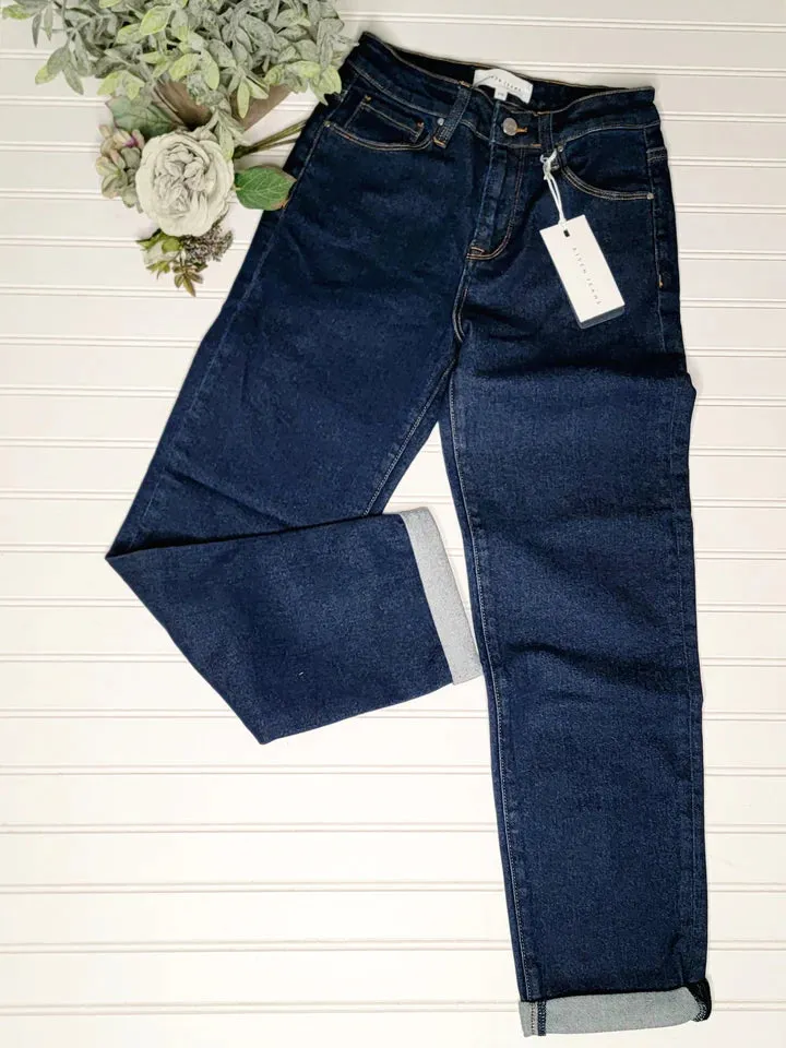 Risen Hi Rise Straight Leg Jeans