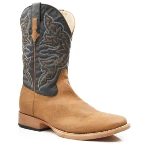 Roper Shadow Outlaw (Navy/Tumbled Tan) - Men's Cowboy Boot