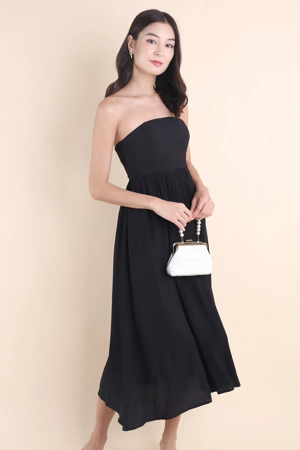 SANDER PADDED 2-WAY MAXI DRESS IN BLACK