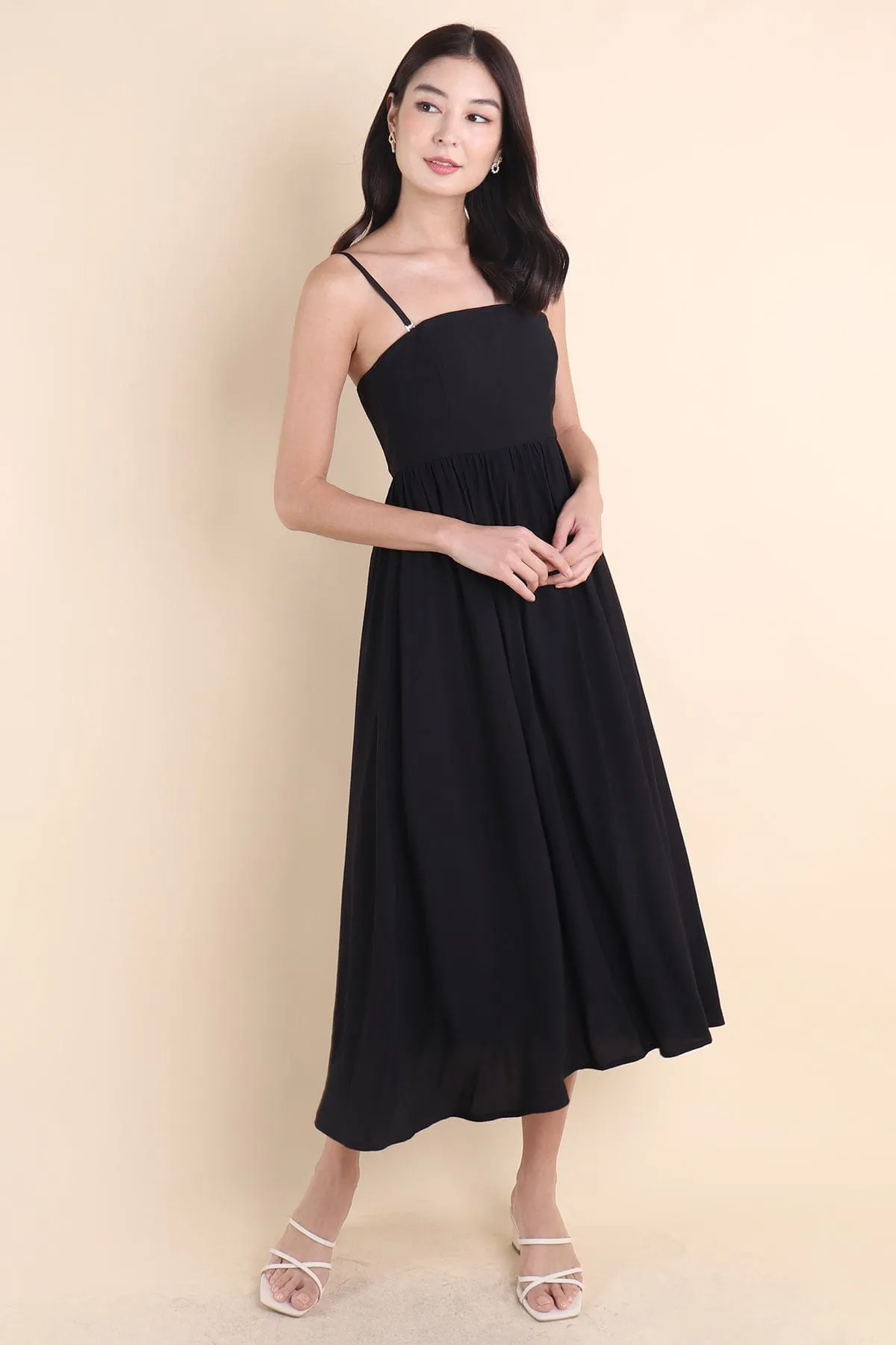 SANDER PADDED 2-WAY MAXI DRESS IN BLACK