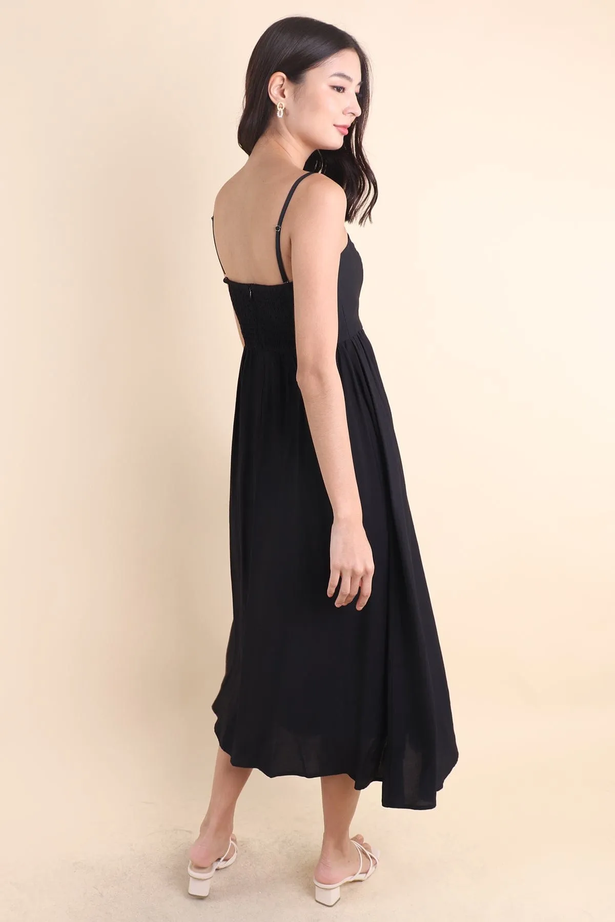 SANDER PADDED 2-WAY MAXI DRESS IN BLACK