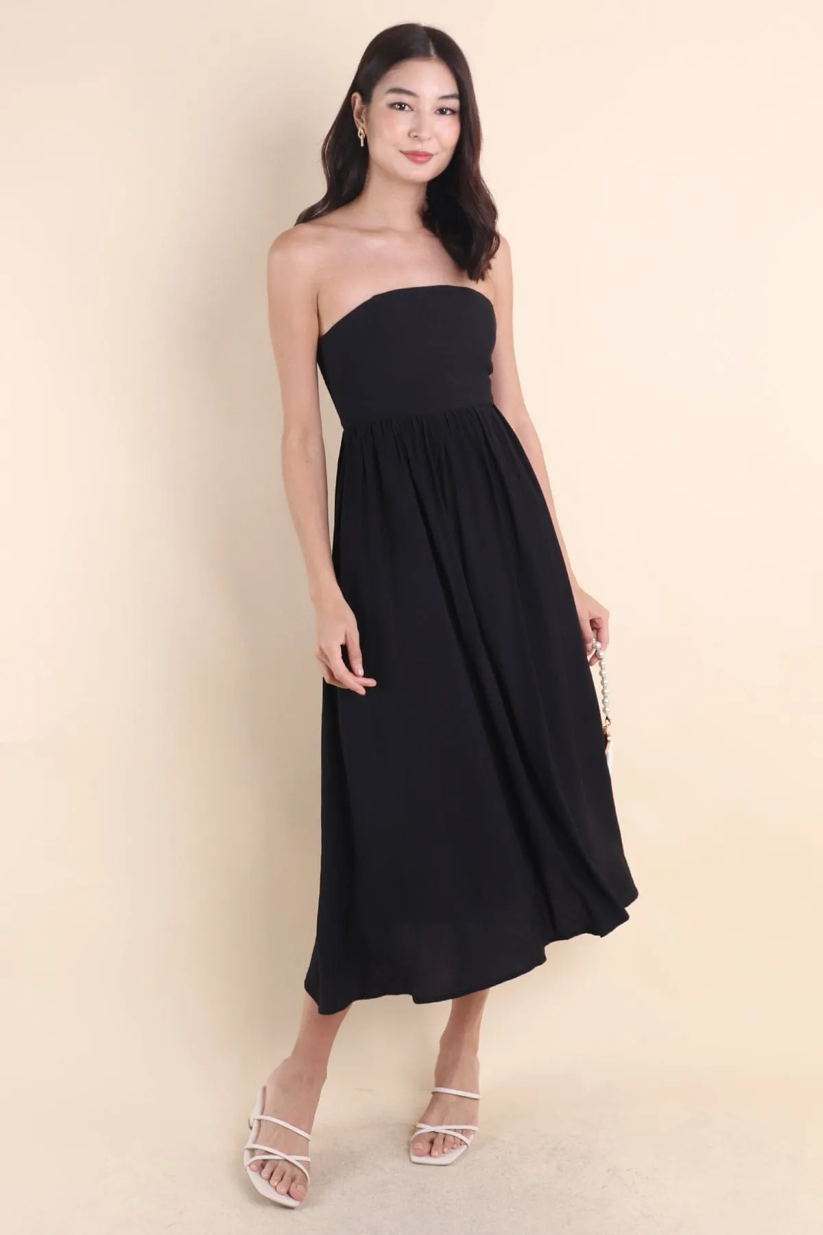 SANDER PADDED 2-WAY MAXI DRESS IN BLACK