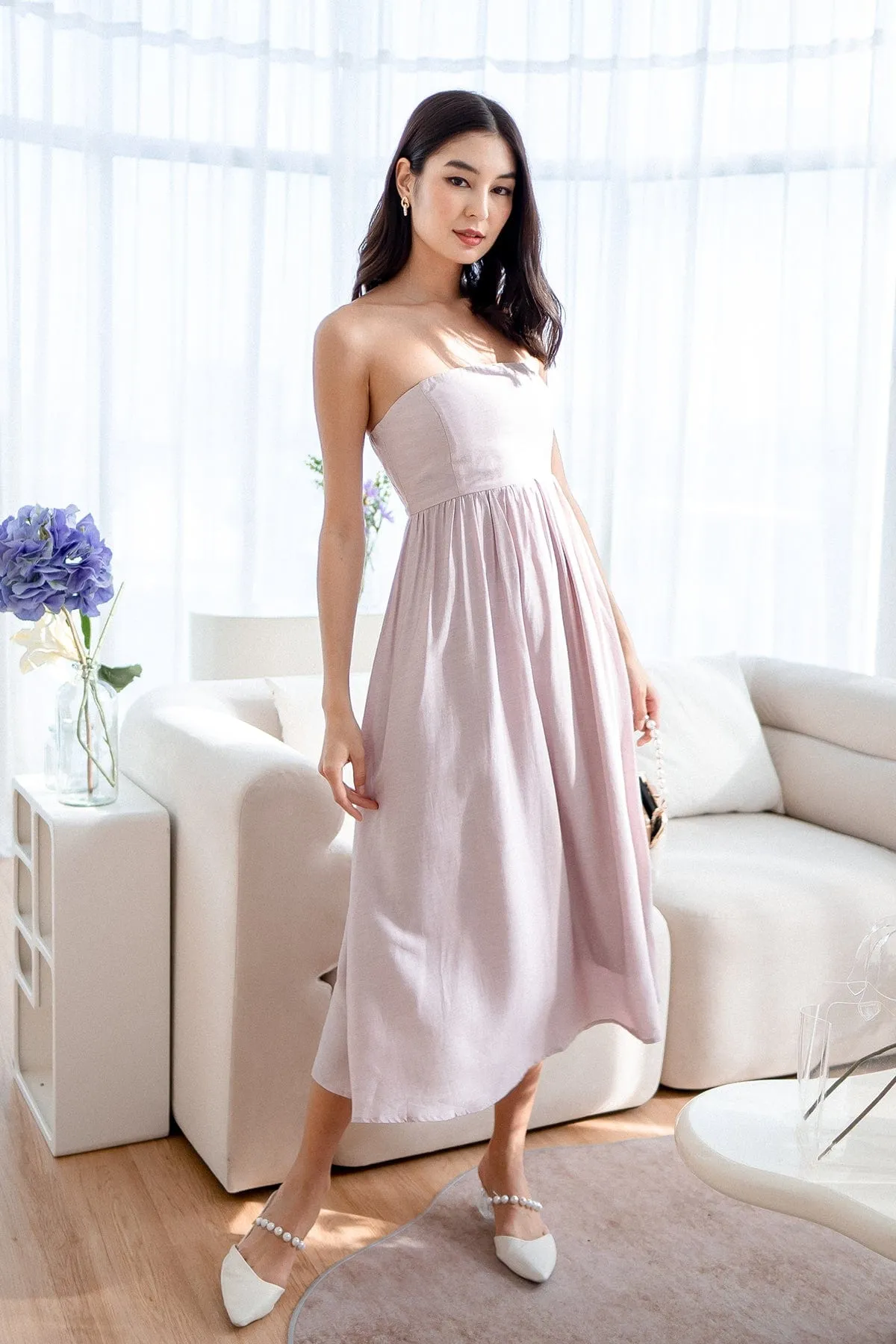 SANDER PADDED 2-WAY MAXI DRESS IN PINK