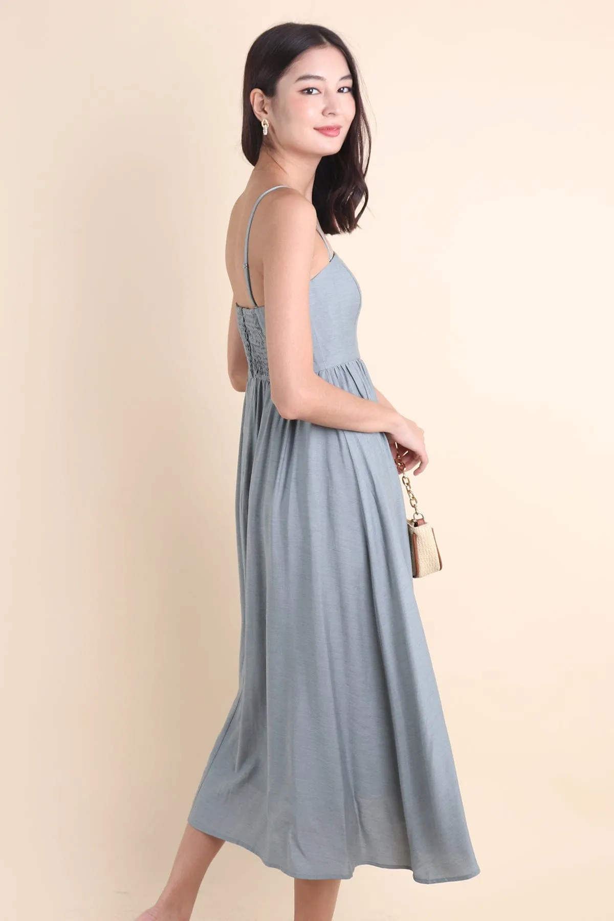 SANDER PADDED 2-WAY MAXI DRESS IN TEAL