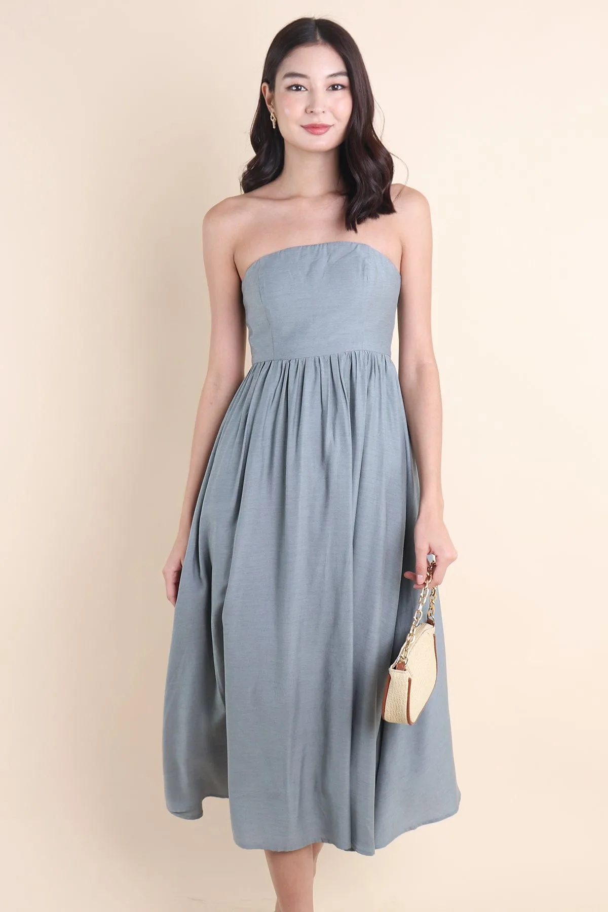 SANDER PADDED 2-WAY MAXI DRESS IN TEAL