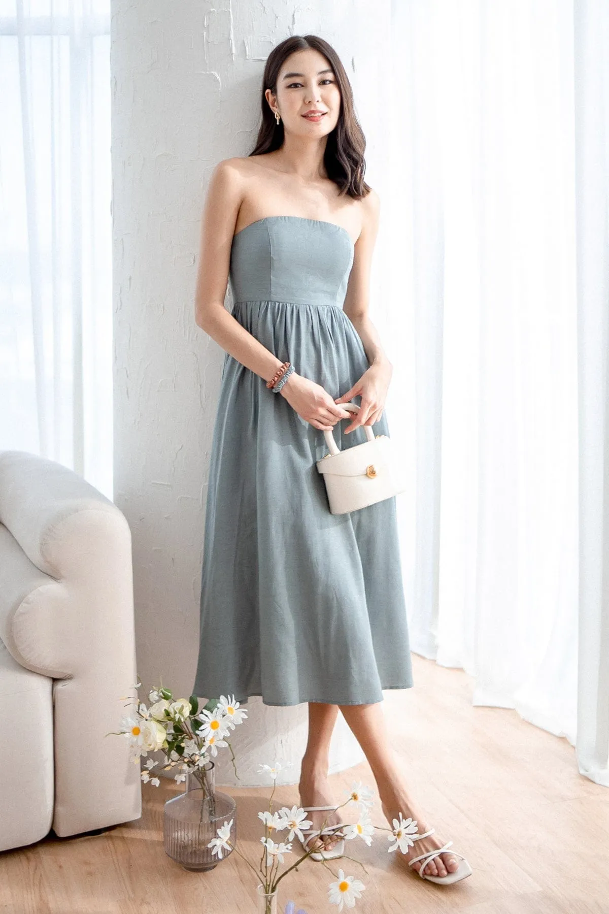 SANDER PADDED 2-WAY MAXI DRESS IN TEAL