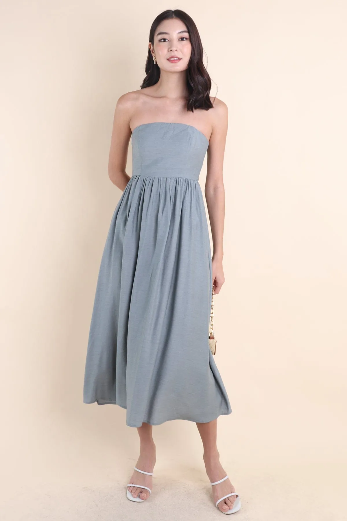 SANDER PADDED 2-WAY MAXI DRESS IN TEAL