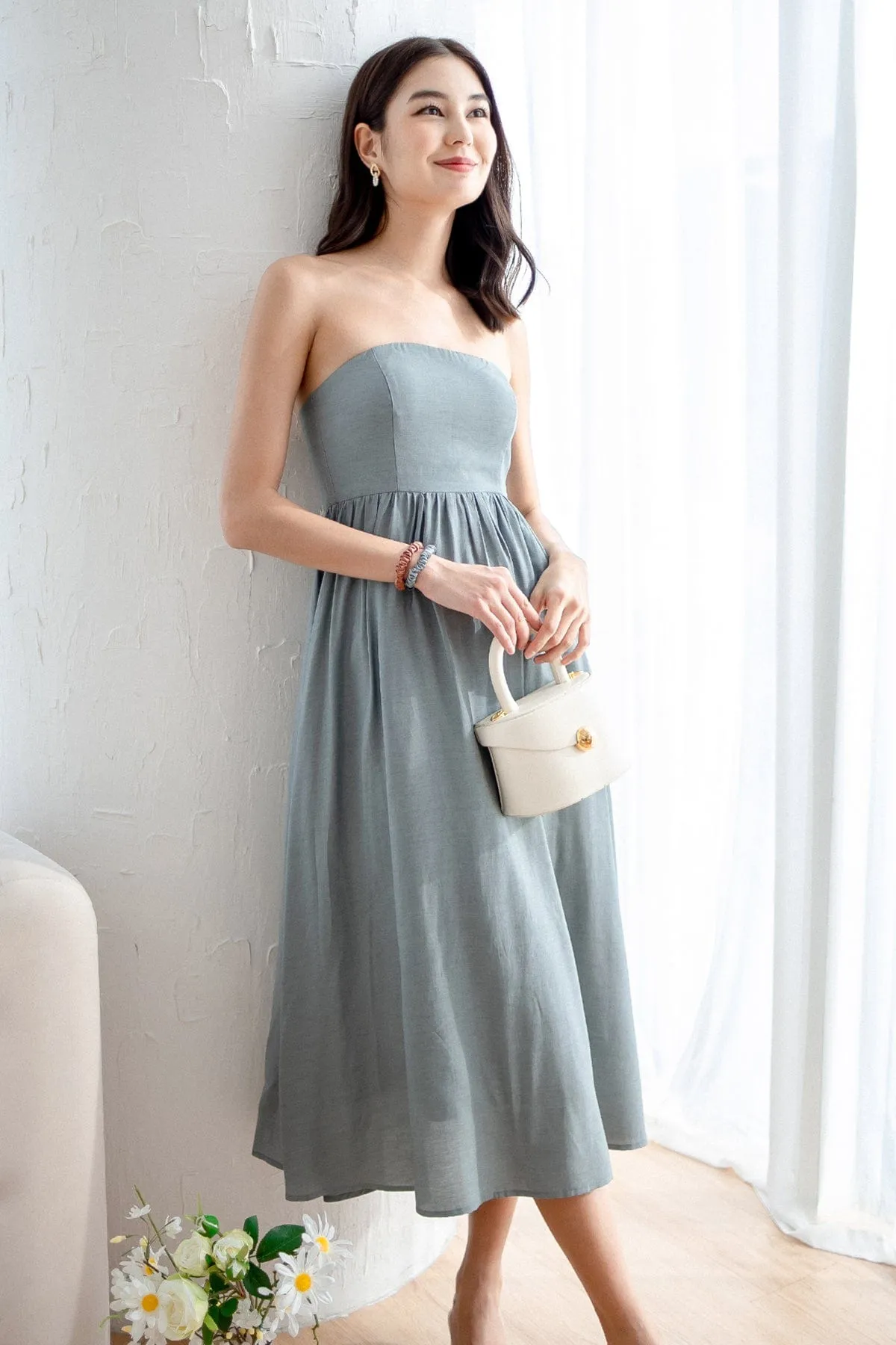 SANDER PADDED 2-WAY MAXI DRESS IN TEAL