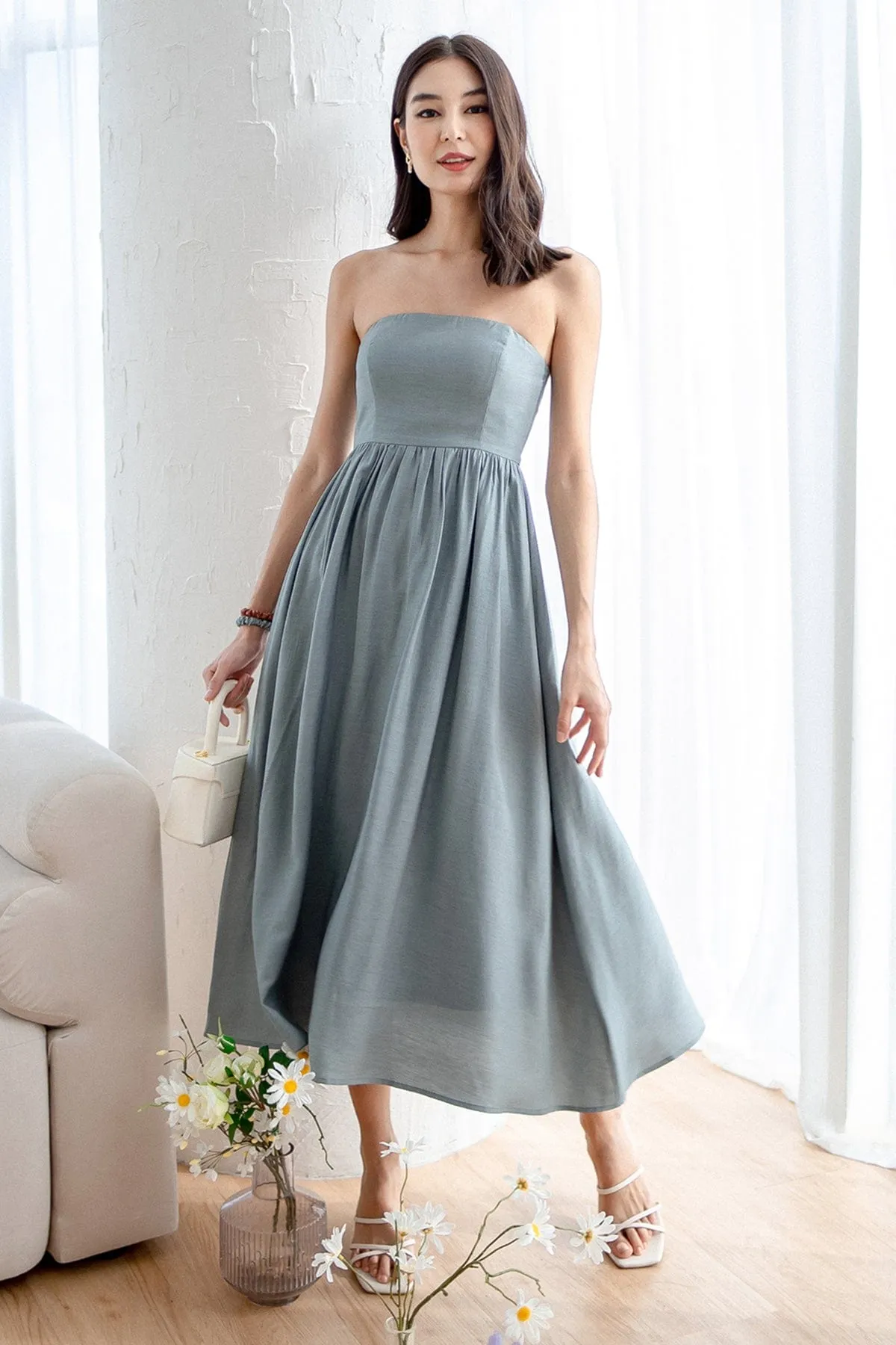 SANDER PADDED 2-WAY MAXI DRESS IN TEAL