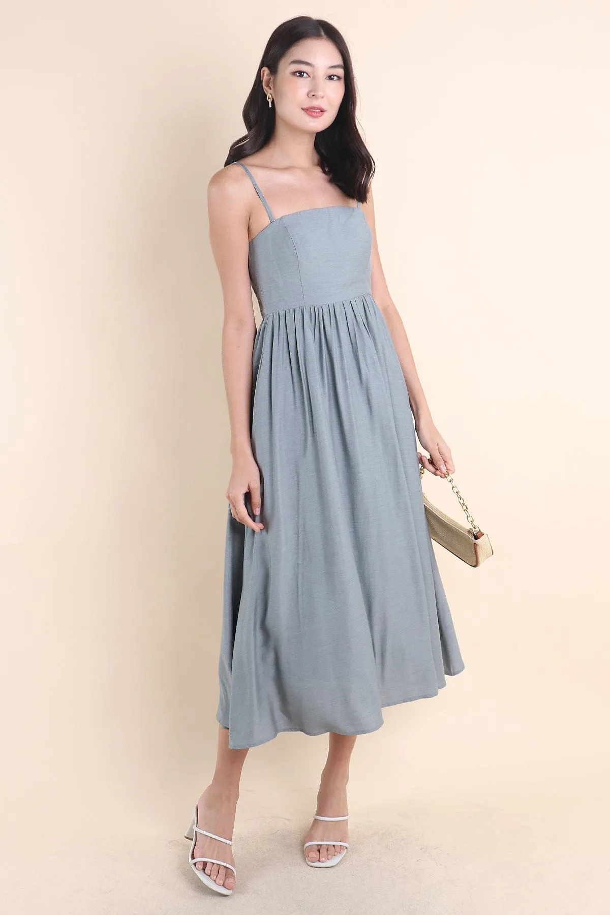 SANDER PADDED 2-WAY MAXI DRESS IN TEAL