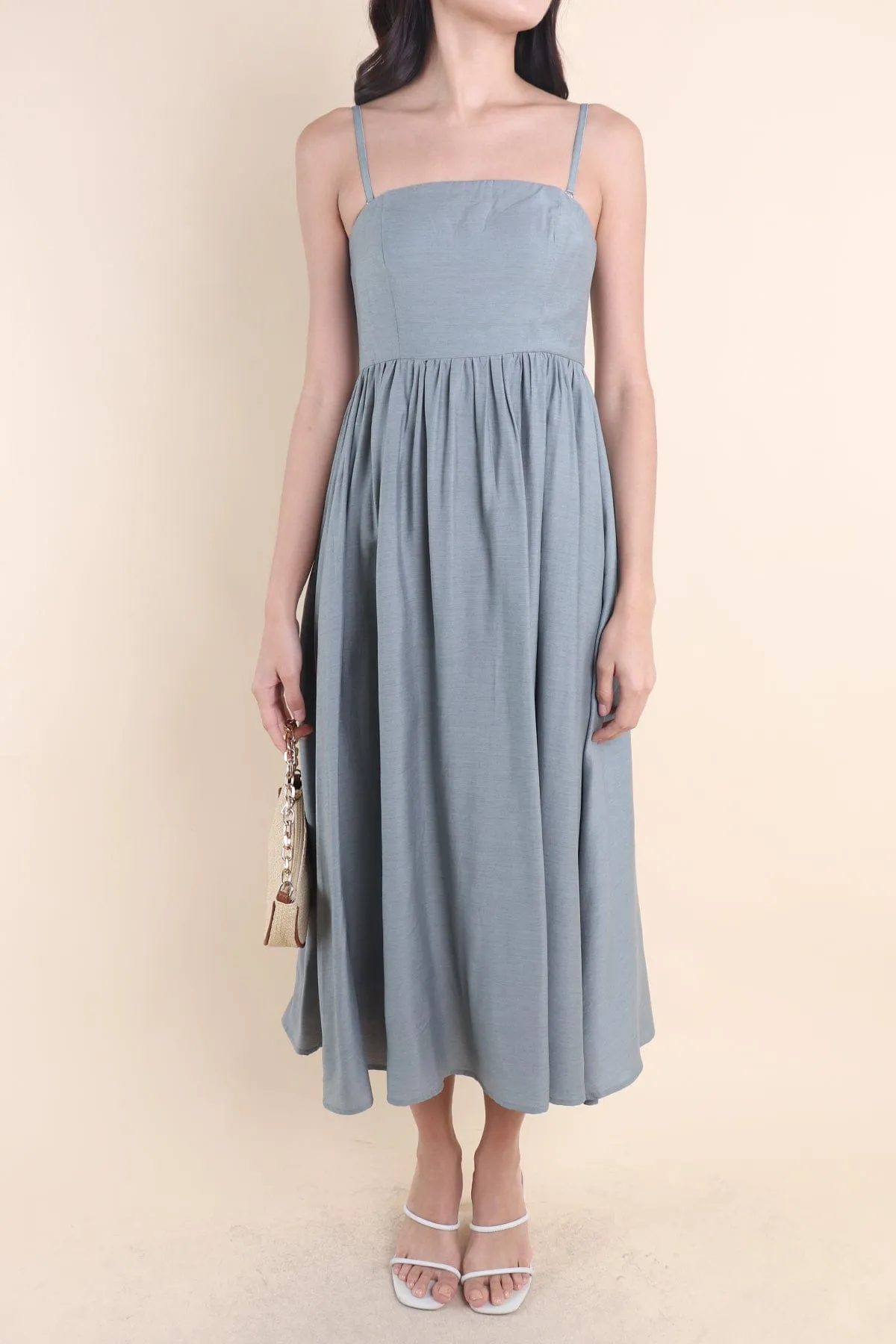 SANDER PADDED 2-WAY MAXI DRESS IN TEAL