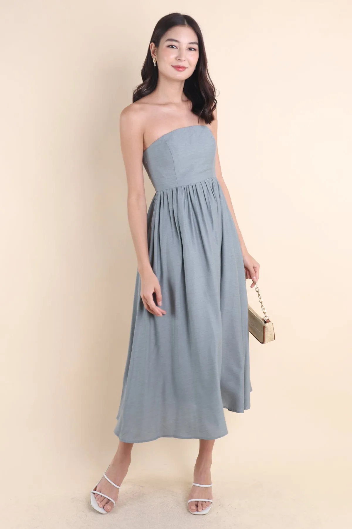 SANDER PADDED 2-WAY MAXI DRESS IN TEAL