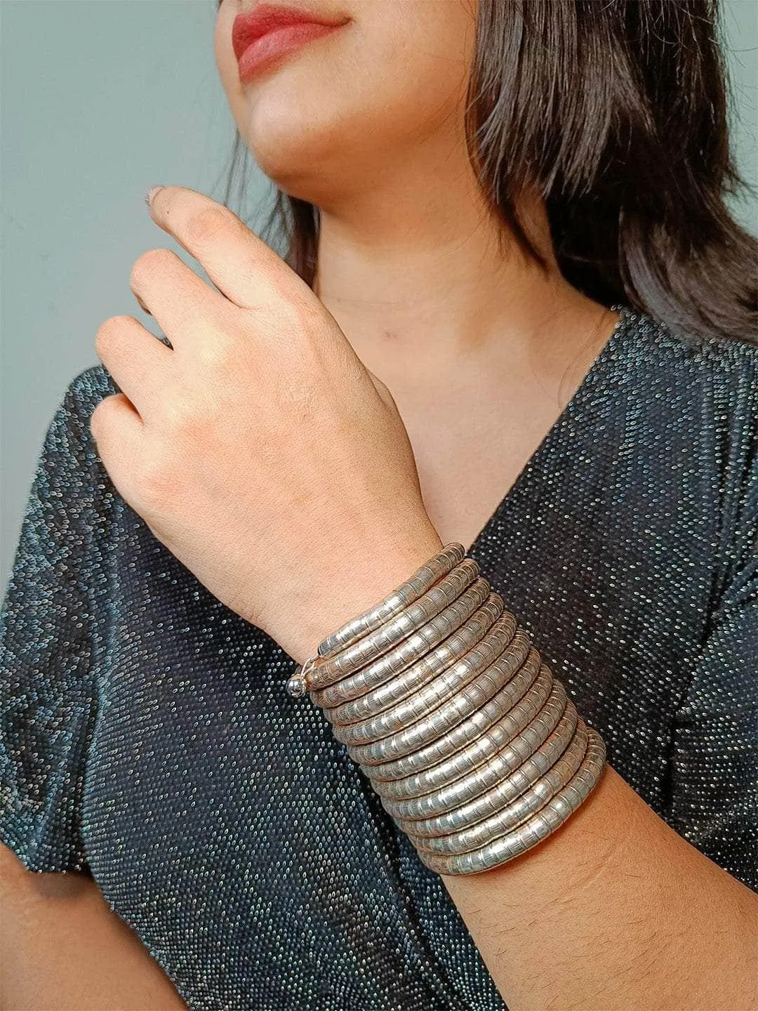 Sanjana Sanghi In Stackable Bracelets Silver