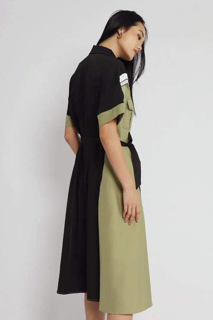 Sayo Dress In Black Green