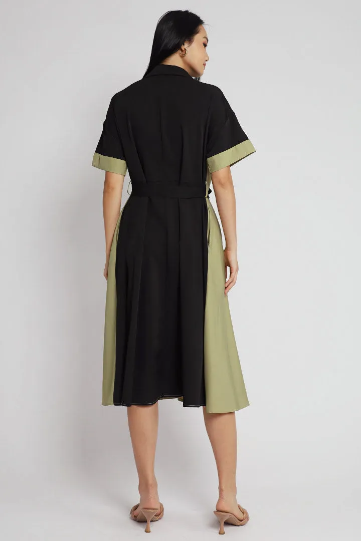 Sayo Dress In Black Green