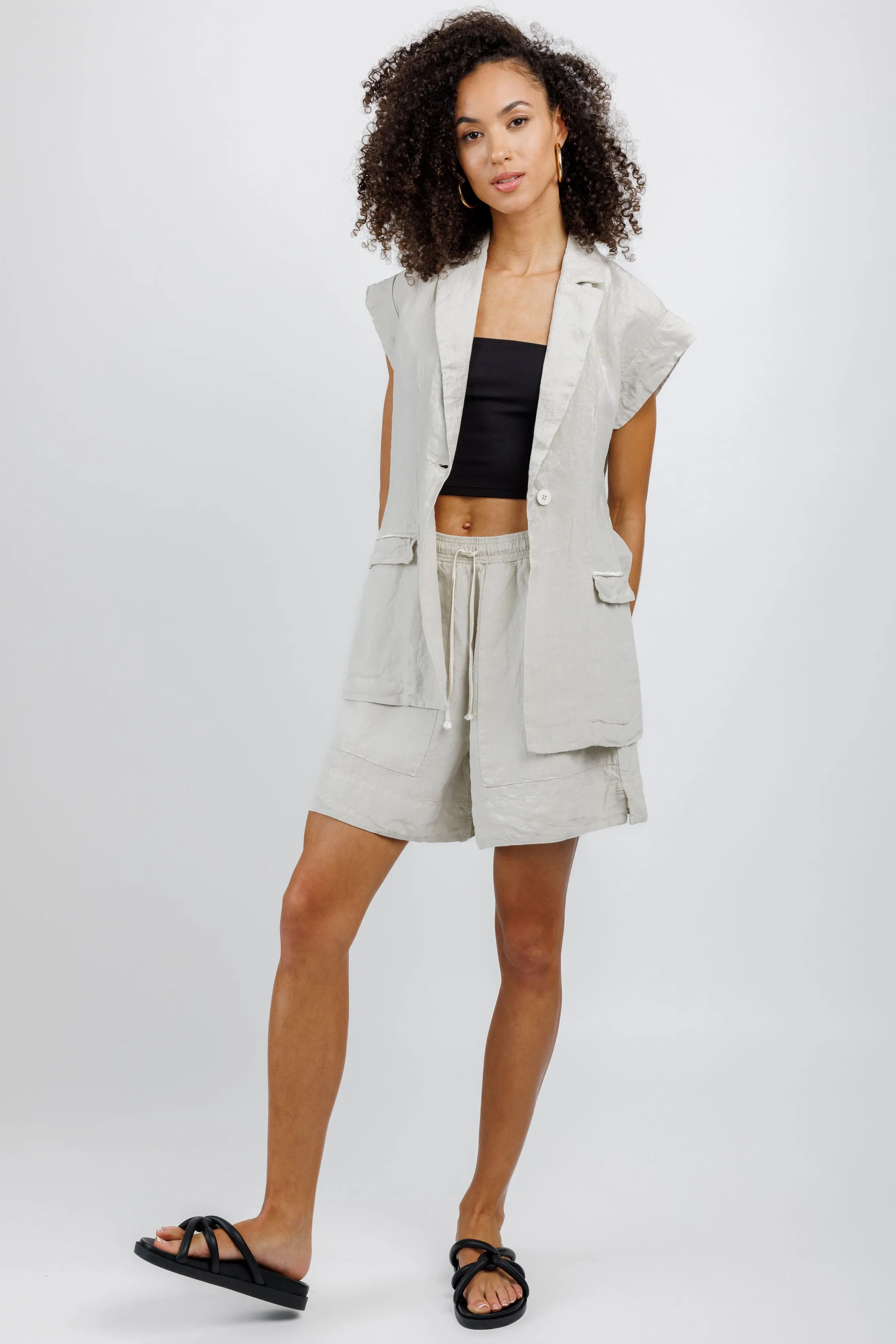 Sleeveless Jacket Vest in Sand