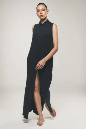 Sleeveless Shirt Dress in Black