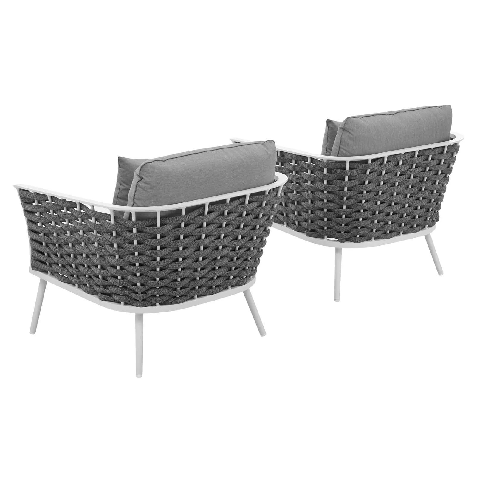 Stance Armchair Outdoor Patio Aluminum Set of 2 White Gray EEI-3162-WHI-GRY-SET