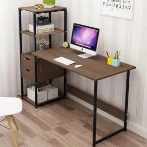 Student Writing Desk With Bookshelf-Black Oak