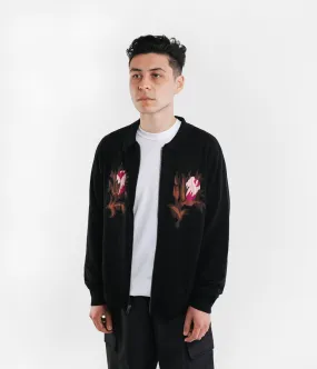 Stussy Rose Thorn Long Sleeve Zip Sweater - Black