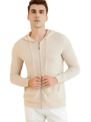 Sweater Men's 100% Merino Wool Cardigan Hoodies Fall Winter Warm Long Sleeve Zip Sweatshirt Sport Hooded Jacket