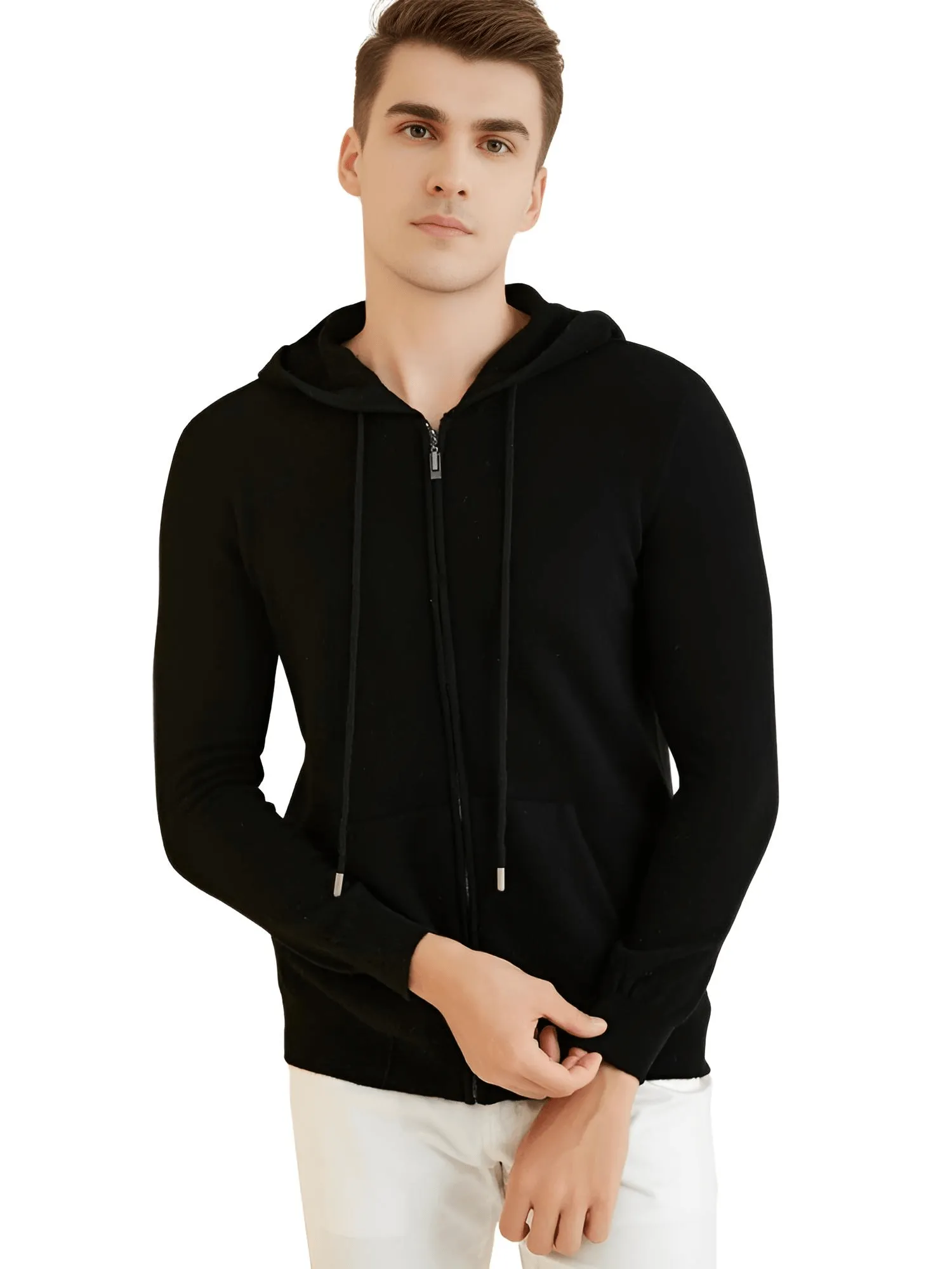 Sweater Men's 100% Merino Wool Cardigan Hoodies Fall Winter Warm Long Sleeve Zip Sweatshirt Sport Hooded Jacket