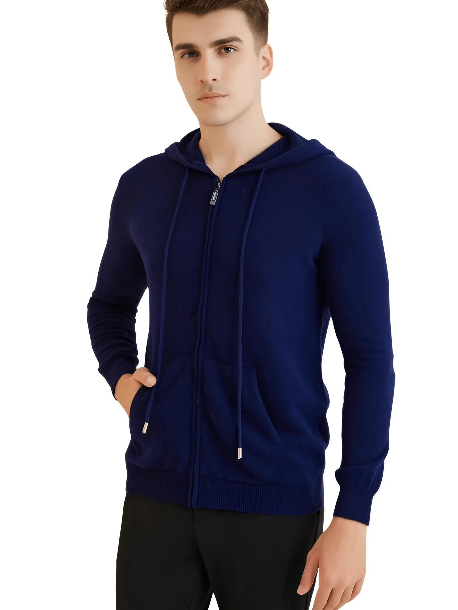 Sweater Men's 100% Merino Wool Cardigan Hoodies Fall Winter Warm Long Sleeve Zip Sweatshirt Sport Hooded Jacket