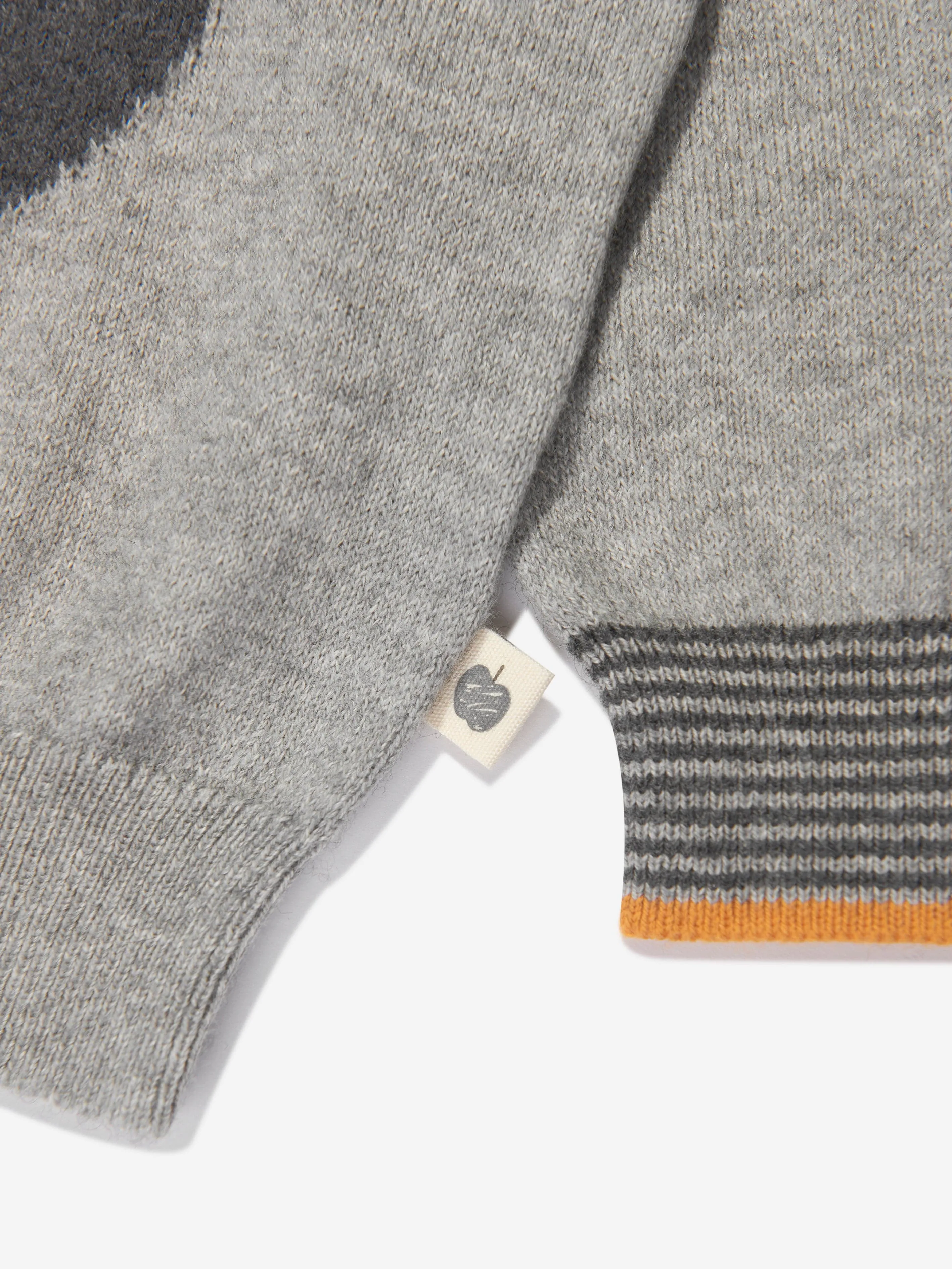 The Bonnie Mob Kids Bear Cashmere Knit Jumper in Grey