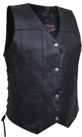 The "Janis" 10 pocket Black Leather Vest