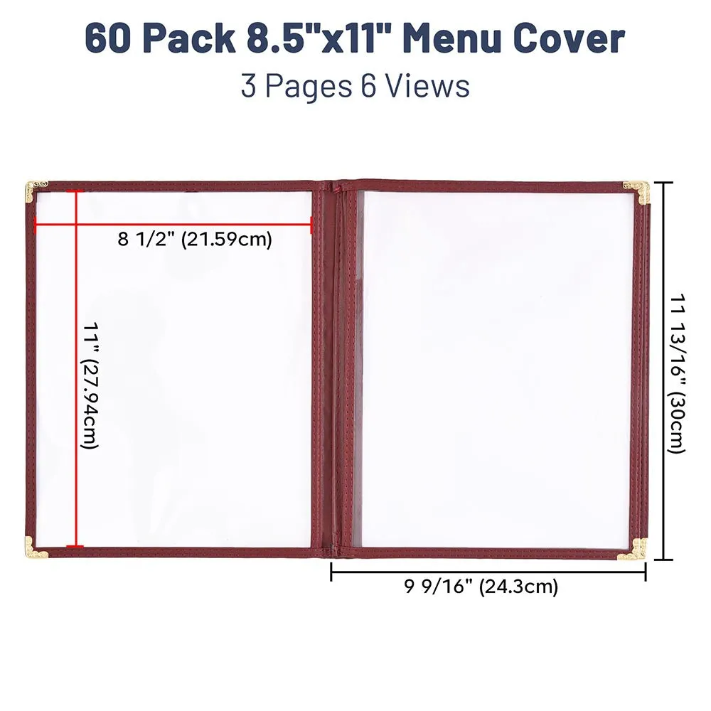 TheLAShop 8-1/2"x11" Menu Covers Plastic Menu Holders 6 View 60ct/pk