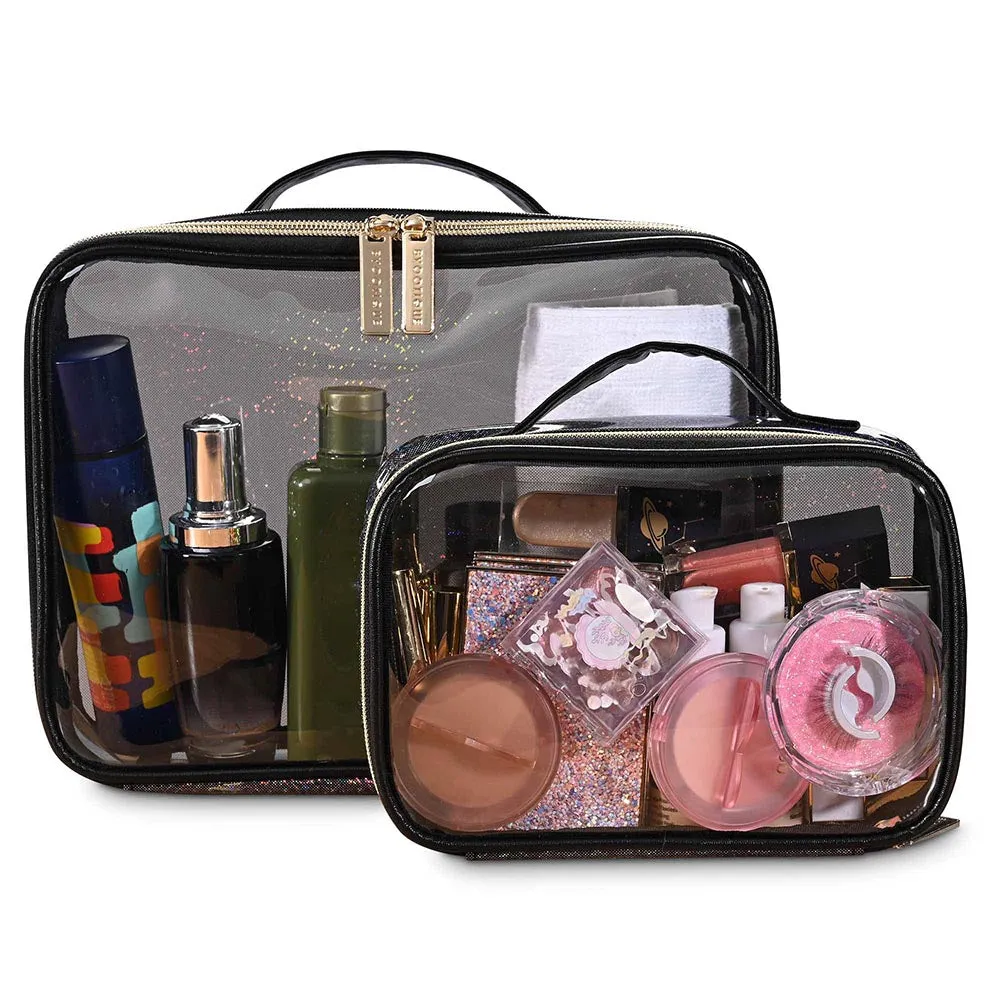 TheLAShop Glitter Clear Makeup Bag Set(2x) Waterproof