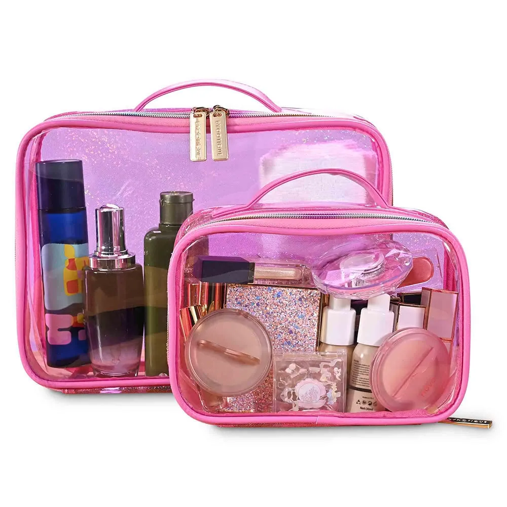 TheLAShop Glitter Clear Makeup Bag Set(2x) Waterproof