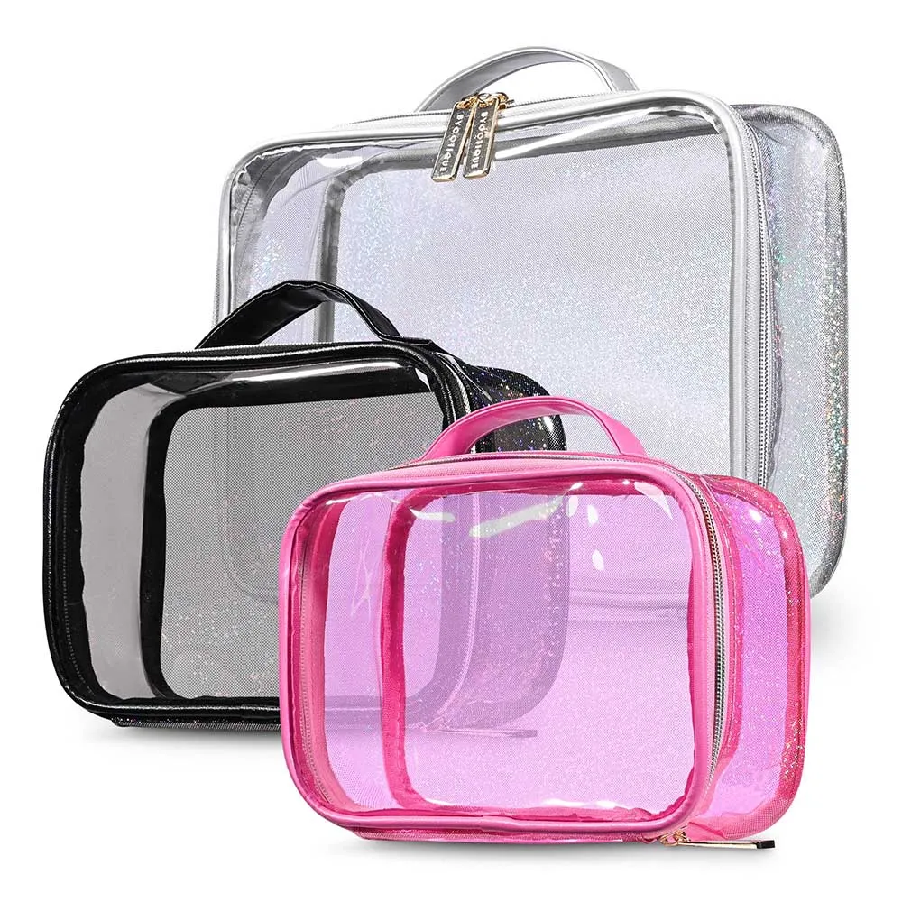 TheLAShop Glitter Clear Makeup Bag Set(2x) Waterproof