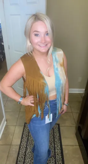 Tie Dye Fringe Vest